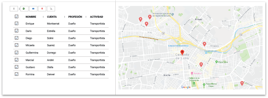 Selección múltiple de geolocalización en Tracker CRM